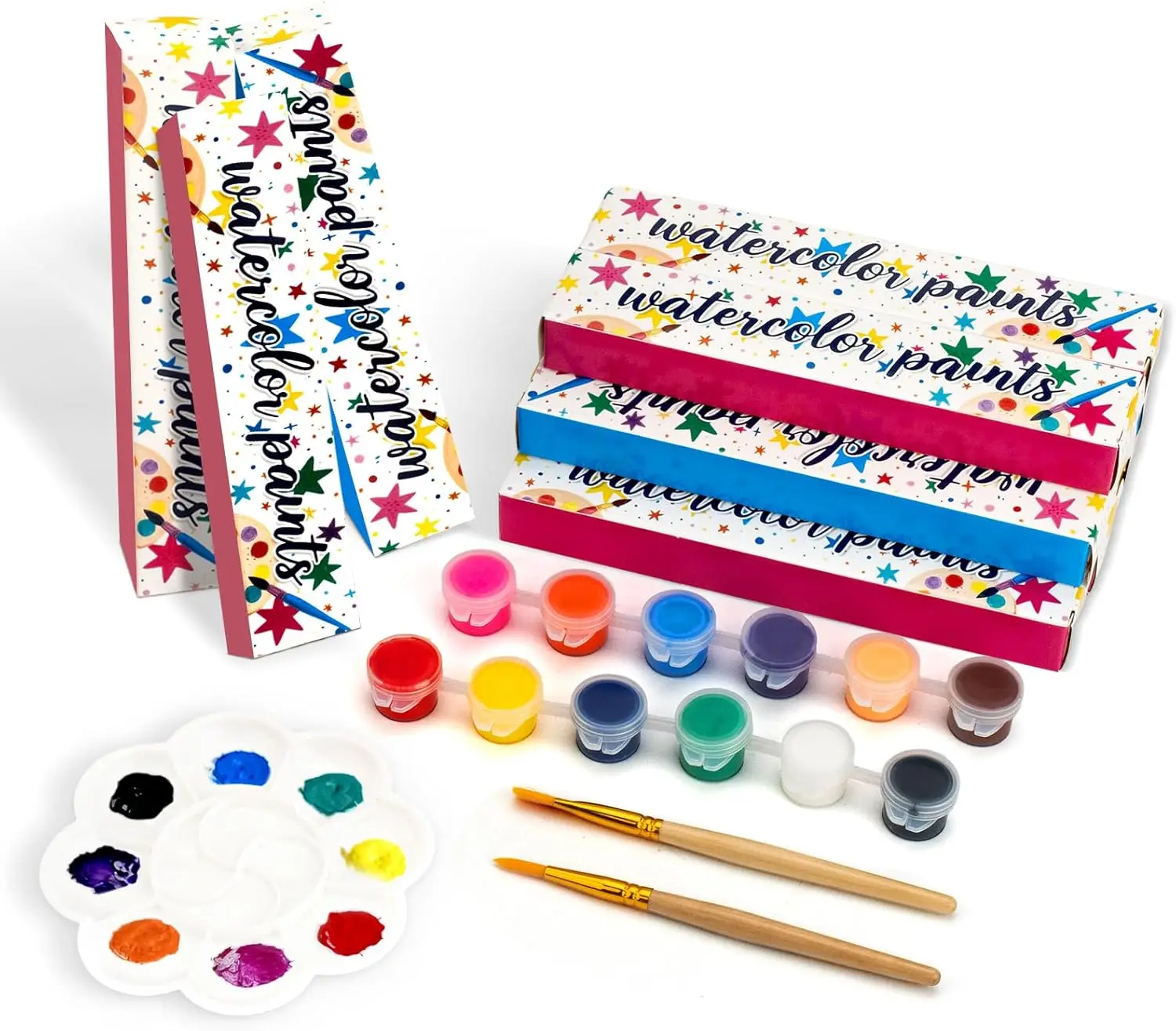 

Набор акриловых красок из 15 штук с кистями и палитрой, 12 цветов, для творчества и рукоделия, для занятий в классе и подарков на вечеринки