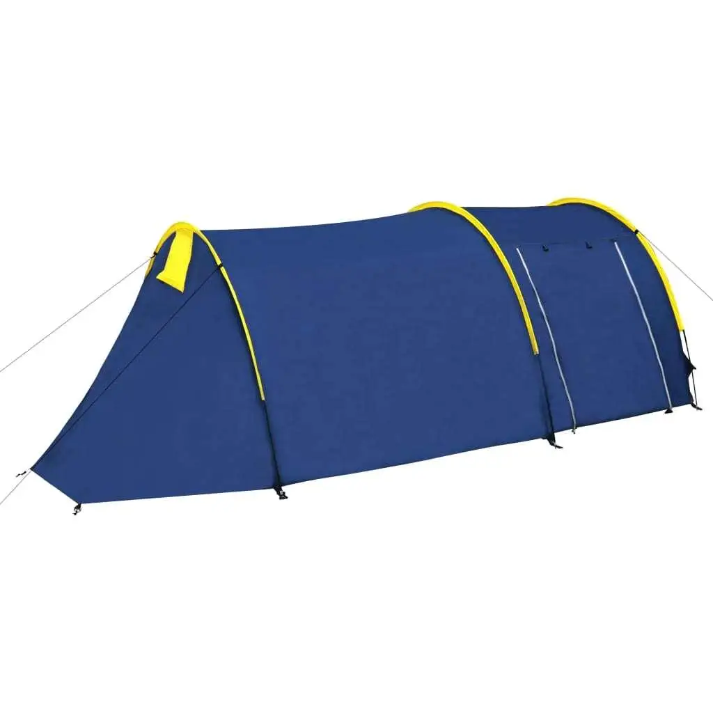 4-Person Camping Tent - Navy Blue & Yellow Outdoor Shelter for Family Adventures