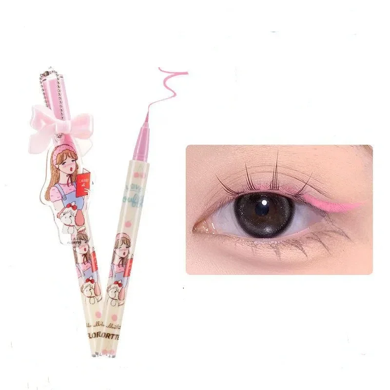 FLORTTE – Eyeliner liquide coloré, imperméable, longue durée, naturel, lisse, couché, ver à soie, séchage rapide, maquillage pour les yeux, cosmétiques