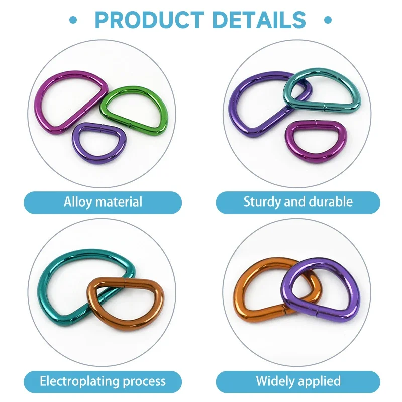 5/10Pcs 20/25/32/38mm D 링 금속 버클 가방 웨빙 스트랩 걸쇠 개 목걸이 가죽 끈 벨트 루프 후크 DIY 가죽 액세서리