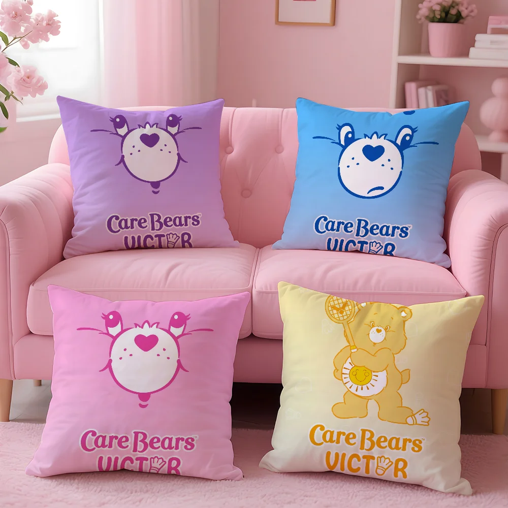 

MINISO Carebears Pillow Case Skin-Friendly And Comfortable Fabric Pillowcase Lnvisible Lilky Zipper