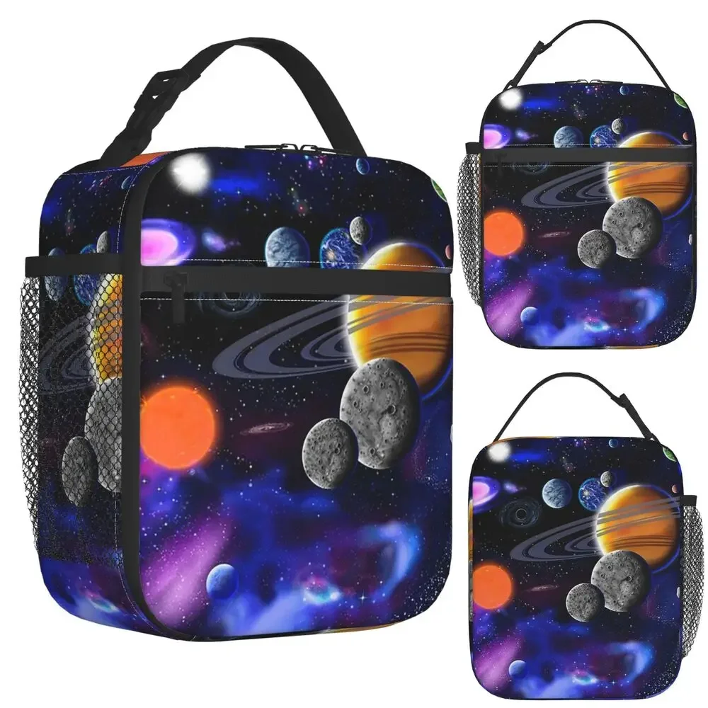 Solar System Space Planets Universe Insulated Lunch Bag for Women Children Portable Food Boxes Thermal Lunch Box Tote