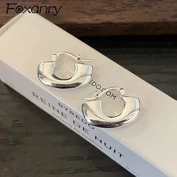 Foxanry 1 Pair U-shaped Geometric Earrings For Women Girls Trendy Minimalist Personality Prevent Allergy Ear Buckle Jewelry Gift