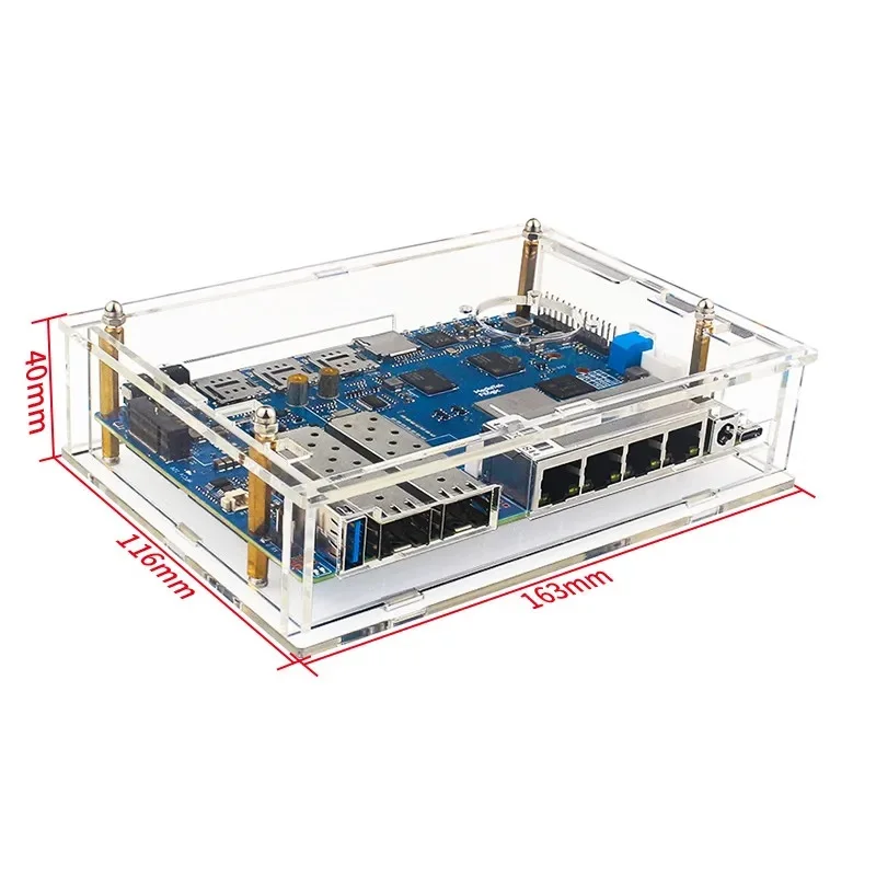 Banana Pi BPI-R4 Acrylic Case Transparent Shell Clear Enclosure Optional Cooling Fan for Banana Pi R4