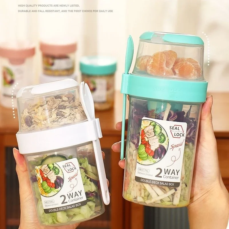 Breakfast On The Go Cups, Salad Cup To Go, Take And Go Yogurt Cereal Overnight Oats Snack Parfait Containers & Salad Dressing Ho view 5
