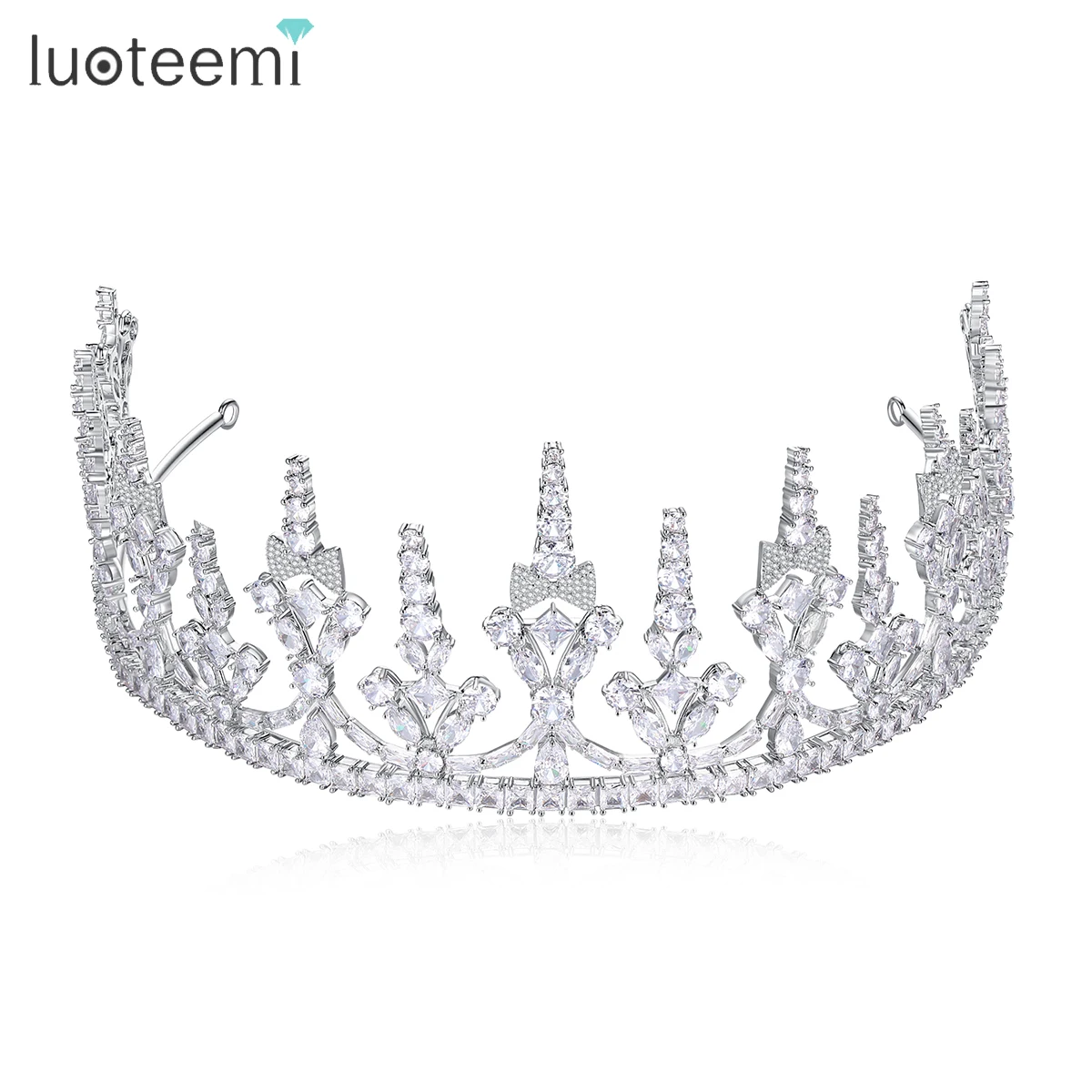 LUOTEEMI High Quality Stunning Cubic Zirconia Wedding Large Tiaras And Crown Super Luxury Bride Hair Accessories for Engagement