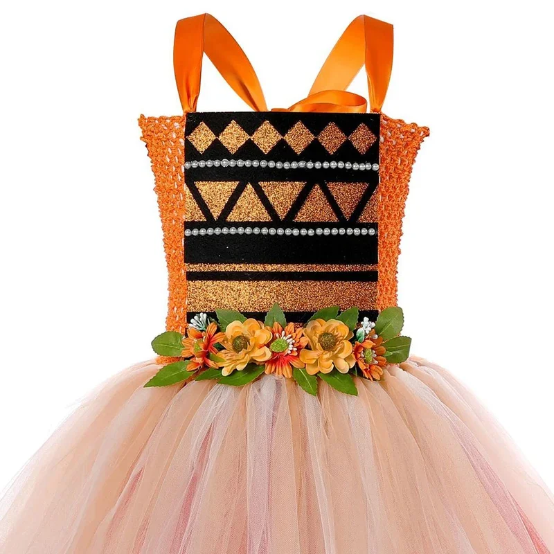 Moanna Princess Costumes for Girls Indian Style Ballet Tutu Dress with Necklace Kids Christmas Halloween Outfit Holiday clot@0Z*