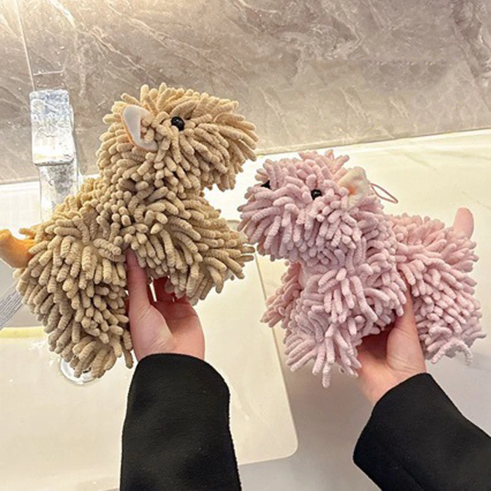 

Chenille Fuzzy Dog Towel Fluffy and Soft Cute Puppy Hands Towels Highly Sorbent Multipurpose for Bathroom Kitchen Washstand