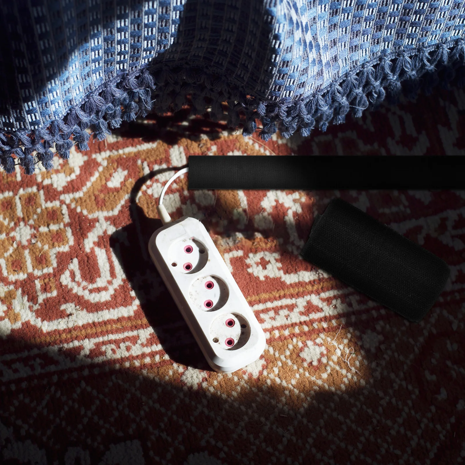 

2Pcs Floor Cord Cover 1m Premium Polyester Cable Management Wire Hider Carpet Protector Electric Cord Concealer