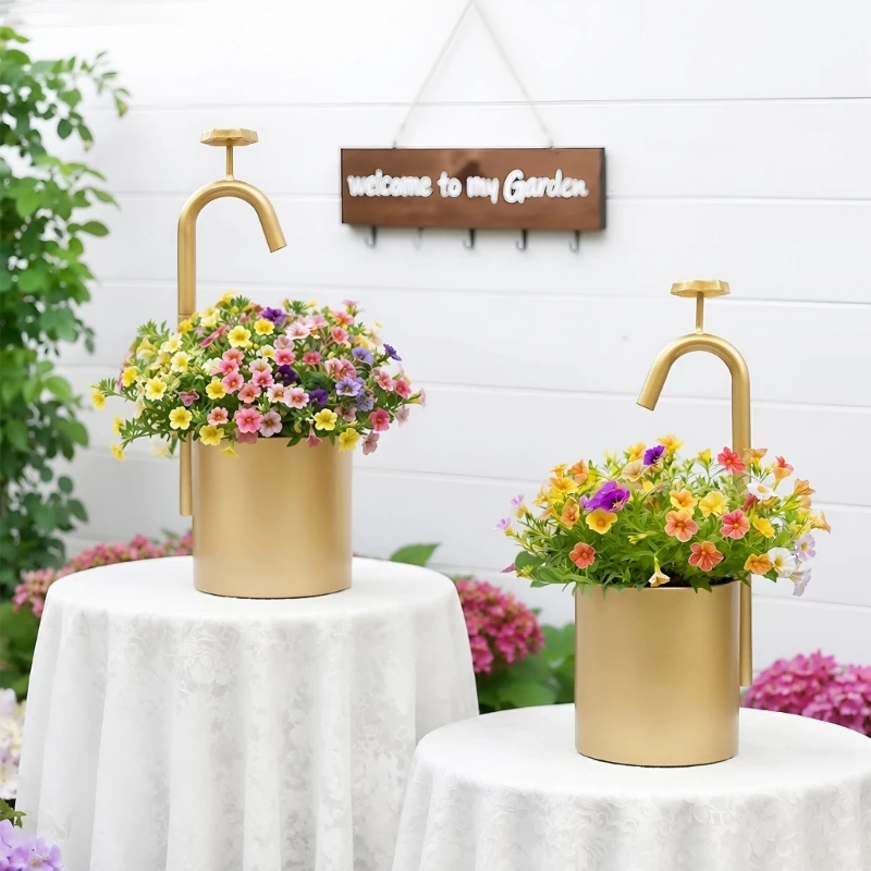  Gold Succulents Planter Pot Faucet Styles Gold Metal Planter for Desk and Shelf
