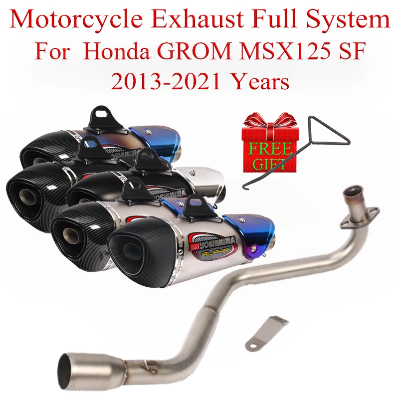 

Motorcycle Exhaust Full System Link Pipe Slip On For Honda Grom Msx125 Msx 125 2013-2021 Modified Moto Escape Yoshimura Muffler