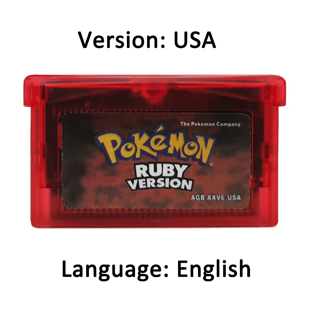 Pokemon Series GBA Game 32-Bit Video Game Cartridge Console Card Ruby FireRed Sapphire Emerald LeafGreen USA Version for GBA NDS