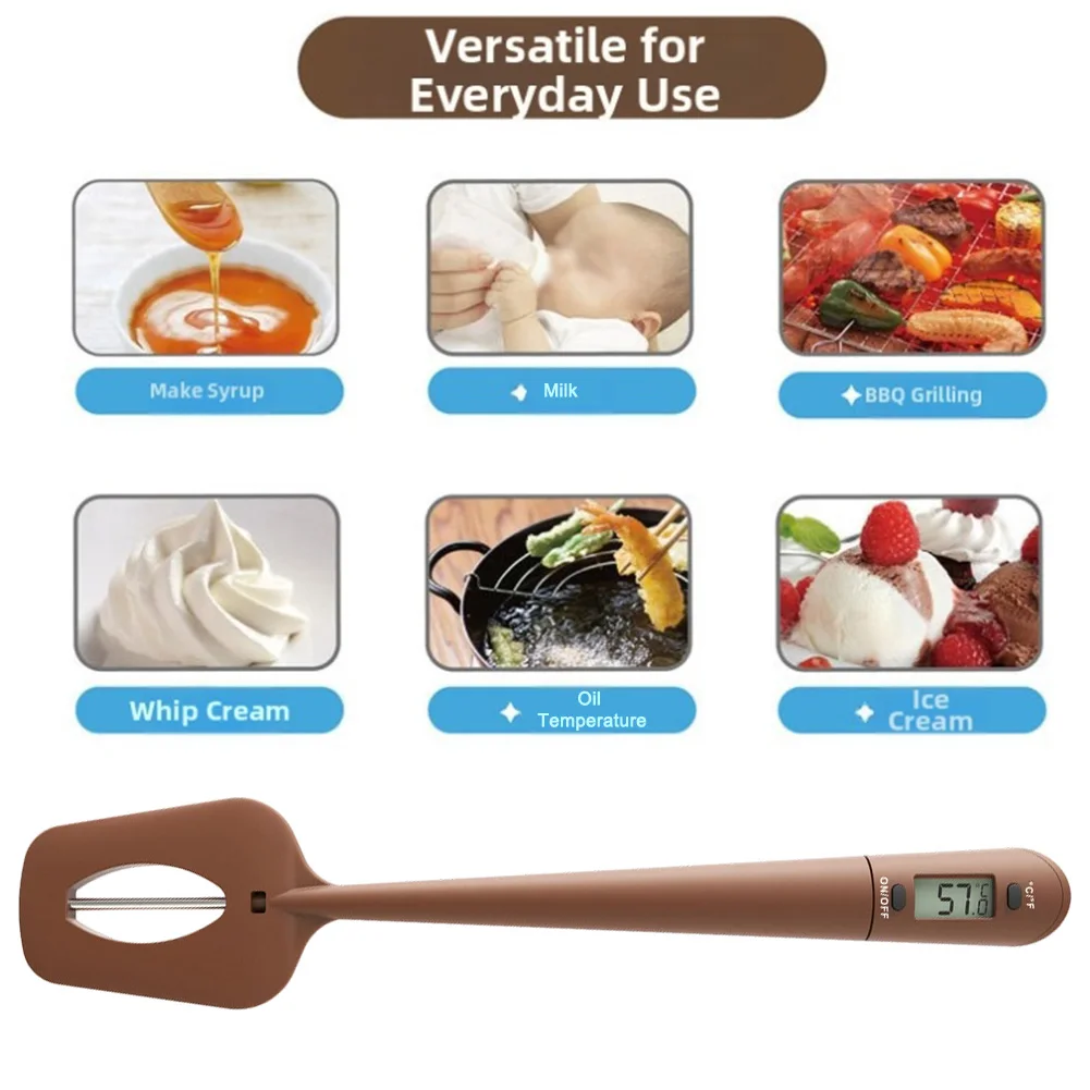 Chocolate Baking Sugar Thermometer Temperature Measuring Kitchen Tool 2-in-1 Multifunction Clear Digital Display