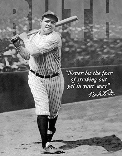 Póster de Unoopler con descuento, Babe Ruth No Fear, cartel de metal retro, cartel de aluminio