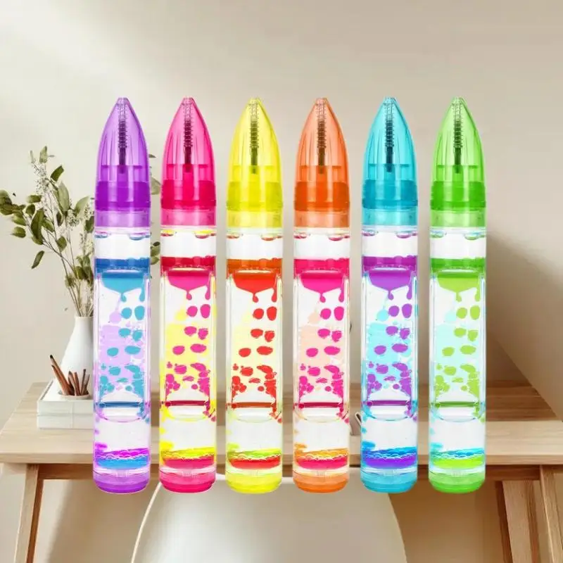 Caneta esferográfica retrátil de movimento líquido, 6 cores, alívio de ansiedade, escrita sem estresse, caneta relaxante legal para estudo/escritório, 1 peça