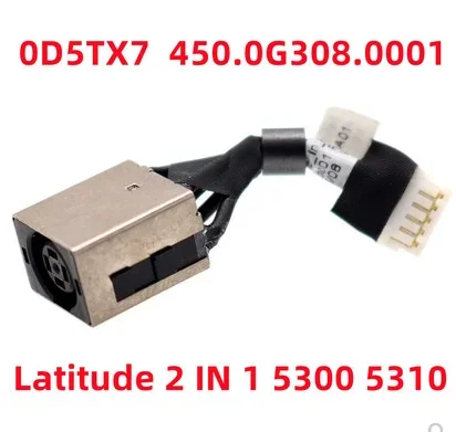 Jack de alimentação DC Cabo Flex de carregamento, Dell Latitude 13 5300 E5300 5310 E5310, P97G 2 em 1, 0D5TX7 450.0G308.0021