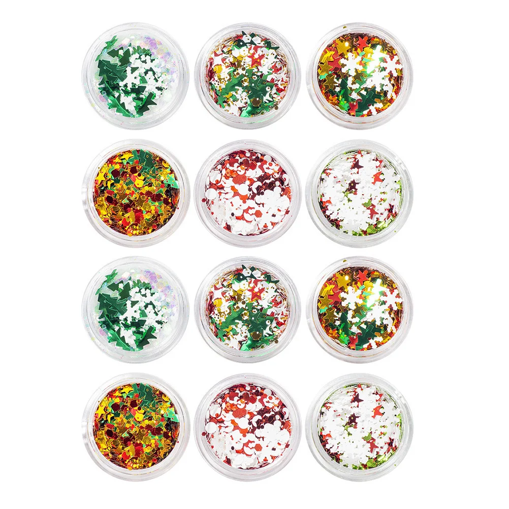 

Christmas Nail Ornaments Supplies Glitter Gold Flakes for Nails Sticker Sequins Manicure Stickers