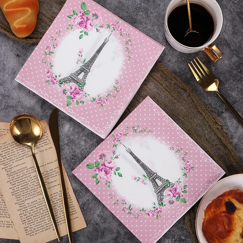 

New Pink Pylons Colorful Napkins Printed Paper Napkins Wedding Decoration Supplies Butterfly Bone Bart Placemate 20 Sheets 2Ply