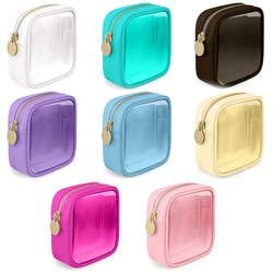 Borsa per il trucco da viaggio trasparente borsa per il trucco borsa per il trucco borsa per cosmetici con cerniera per donna borsa piccola in PVC trasparente per ragazze