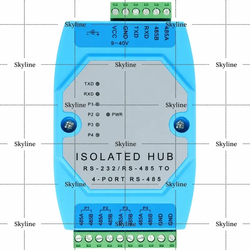 Industrial Grade RS485 Repeater Optoelectronic Isolation 4 Way Hub Splitter 1 In 4 Out Signal Converter