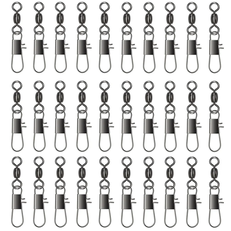 aef6-100pcs-スイベル釣りコネクタピンベアリングローリングスイベルスナップファストロッククリップ釣り針釣具アクセサリー