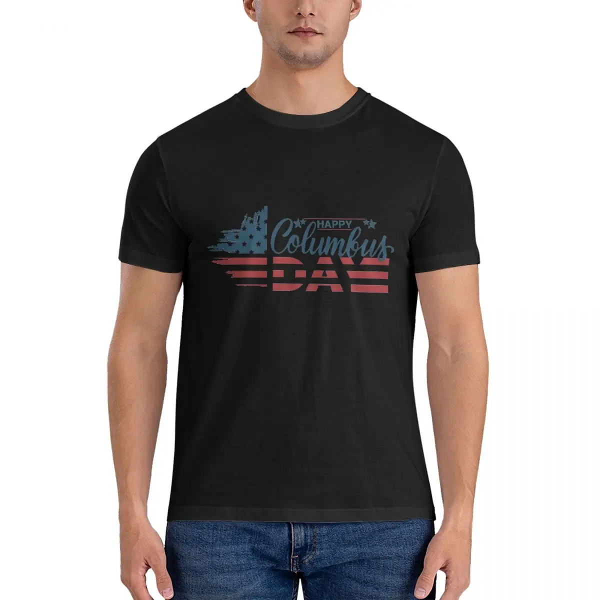 Columbus Day T-Shirt for Men Crew Neck Pure Cotton T Shirt Columbus Day Short Sleeve Tee Shirt Clothing official-website fugees