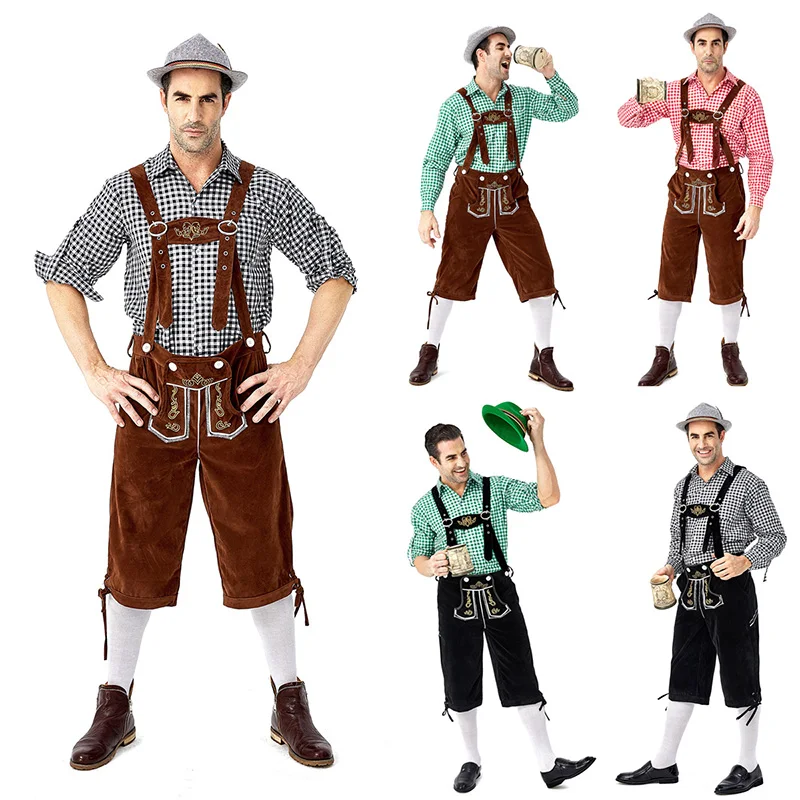 Shirts For Men German Bavarian Oktoberfest Outfit  2 Piece Shorts Set For Halloween Dress Up Party And Beer Festival