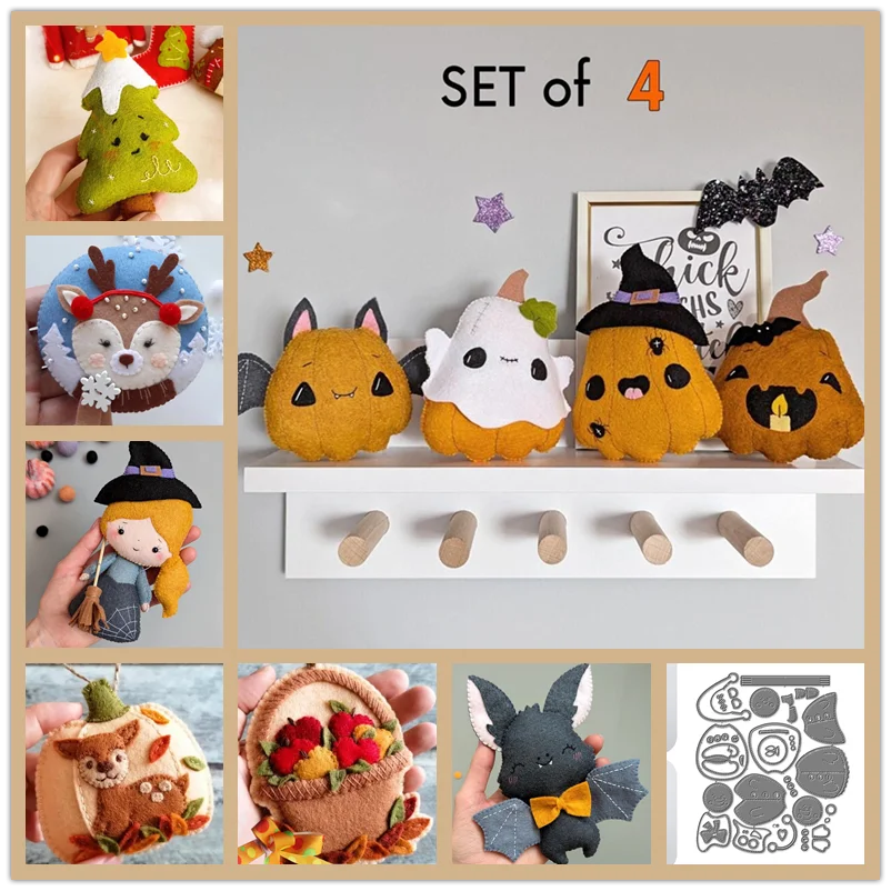 

Christmas Metal Cutting Dies Halloween Sewing Felt Bat Elk Pumpkin Snowman Tree Animal Ghost Witch Scrapbooking Paper Card Craft