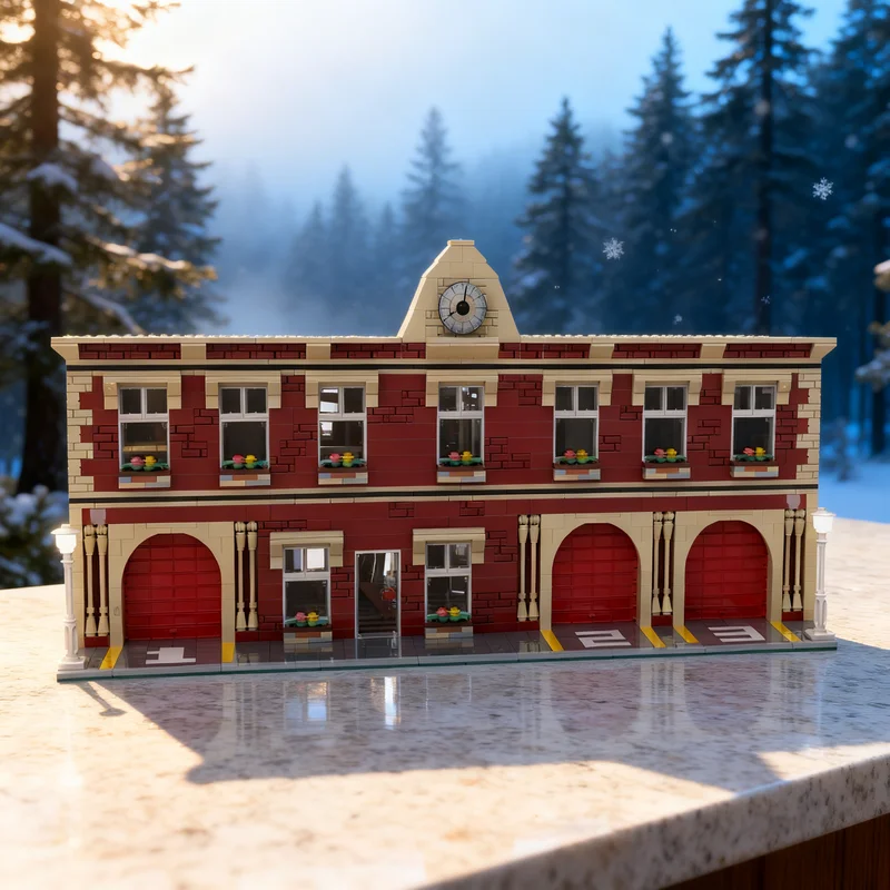 

2609 деталей MOC Модульная пожарная станция, модель городского пейзажа, строительные блоки, архитектурный конструктор, рождественский подарок, игрушка, развивающая игрушка, DIY