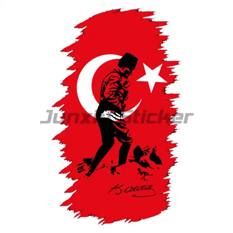 Turkish Flag Moon and Star Turkey Mustafa Kema Ataturk Signature Colorful Funny Reflective Sticker Car Stickers