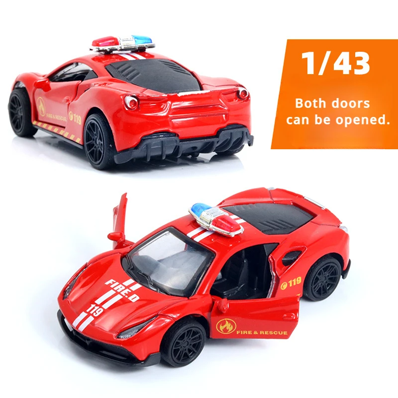 1:43 Die-cast Alloy Police Car Model Children\'s Toy with Openable Doors and Pull-back Function Simulation Alloy Car Models