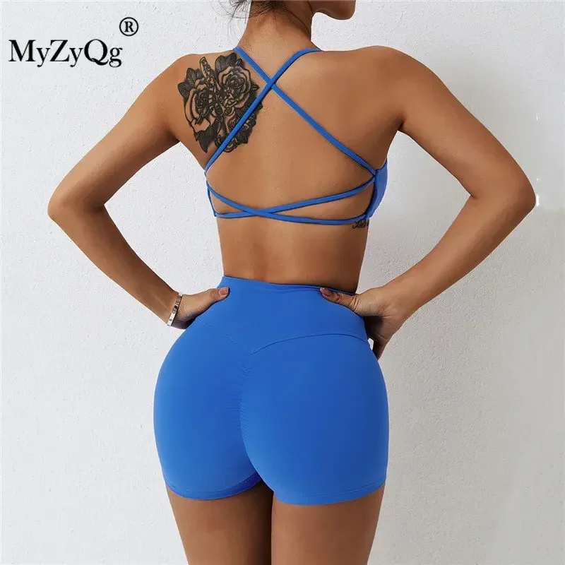 MyZyQg Women Outdoor Sports Yoga Bra Leggings Pant Suit Shockproof High Waist Two-Piece Set Fitness Workout Outfit Tight Suit