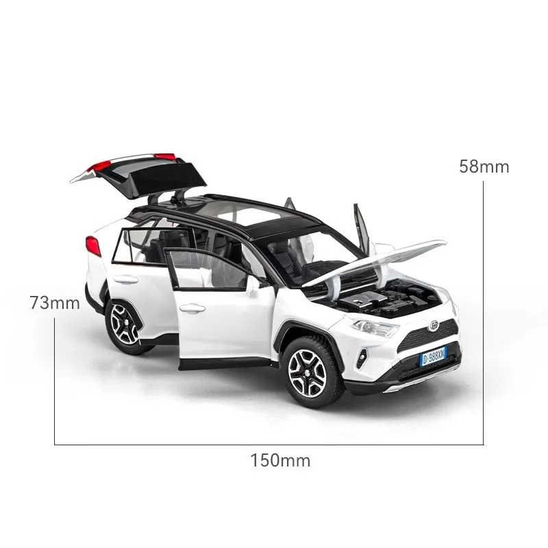 1:32 Toyota RAV4 SUV 2023 Alloy Model Car Toy Diecasts Metal Casting Sound and Light Pull Back Car Toys For Children Vehicle