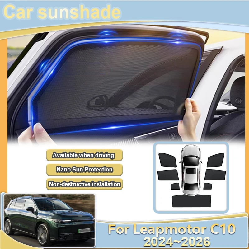 

Для Leapmotor C10 2024 2025 2026 автомобильный солнцезащитный козырек на лобовое стекло, затеняющий козырек, сетчатый солнцезащитный козырек, автомобильные аксессуары