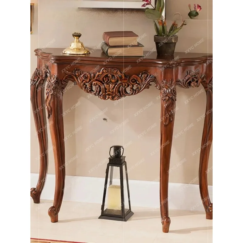 

Входной столик HHAamerican в стиле ретро, входной столик с цветком и резьбой из массива дерева, спинка дивана