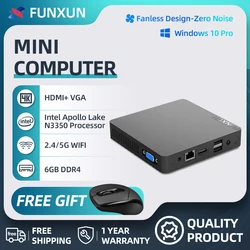 Mini PC Mini Computer Windows 10 Pro 6GB RAM Desktop Computer Dual WiFi Dual-Screen Display Support 4K Gigabit Ethernet