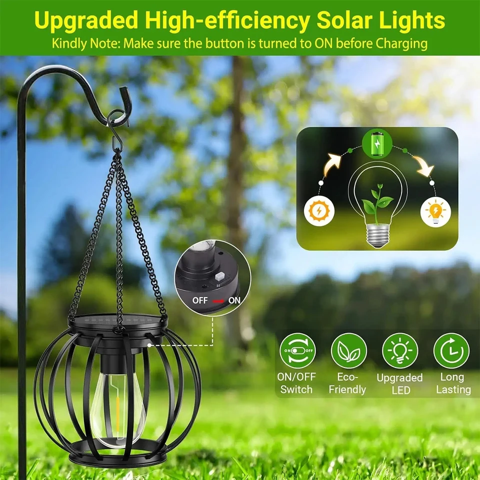Solar Lantern Led Light Warm White Lamp Outdoor Sensor Garden Lights Waterproof Patio Yard Decoraiton Hanging For/outdoor Hollow image 5