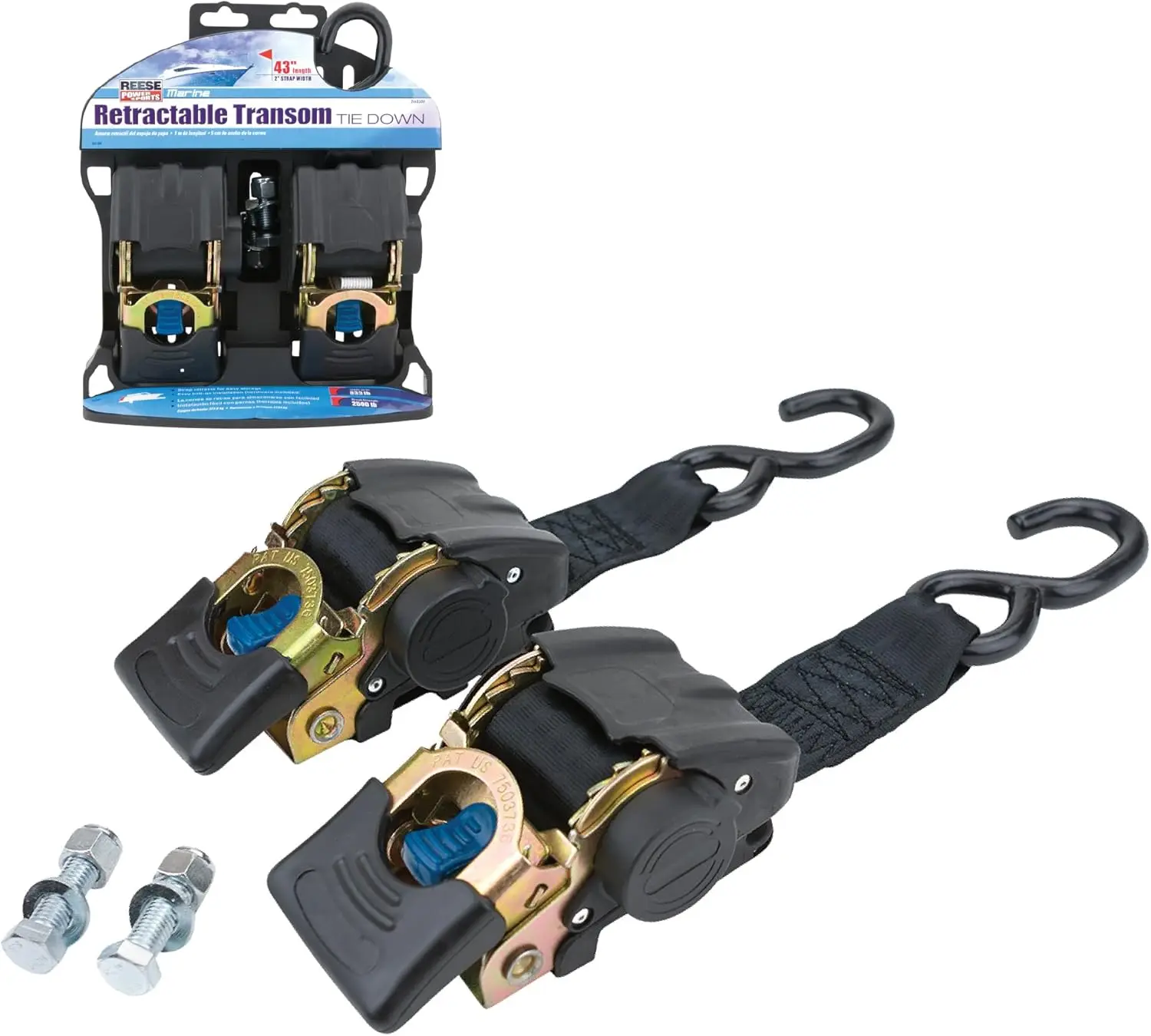 Amarrar de popa retrátil Powersports 2060300, 2 polegadas x 43 polegadas, 833 libras. limite de carga de trabalho e 2.500 lbs·Nova popularidade