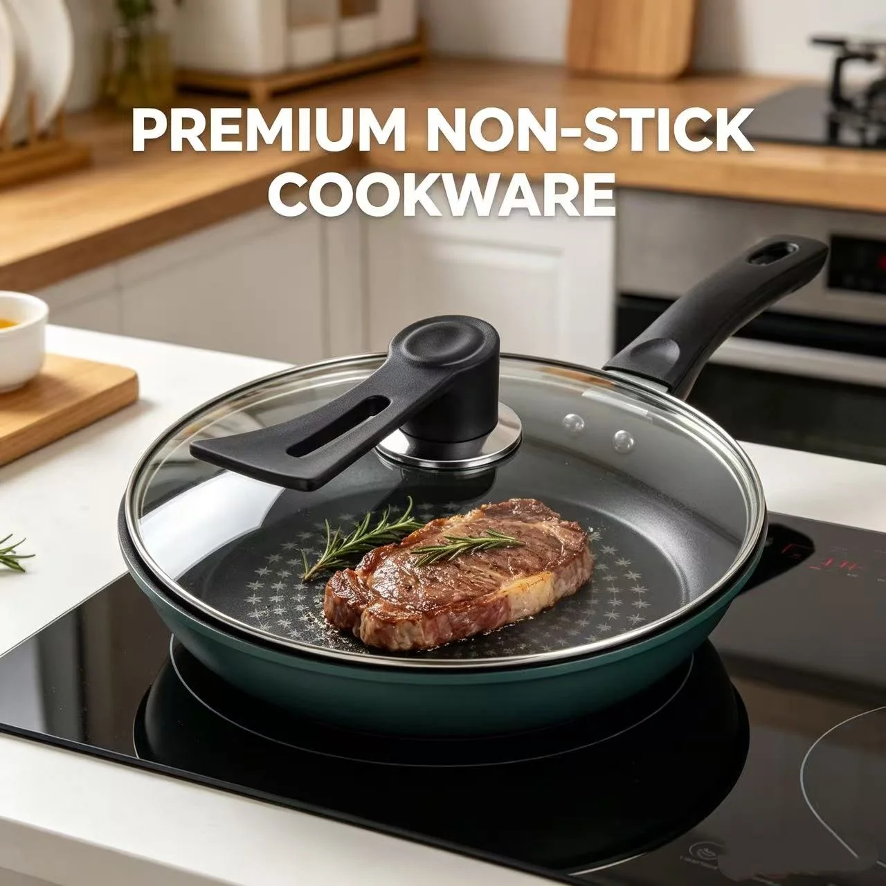 Home Use Granite Non-Stick Frying Pan Suitable for Steaks Eggs Pancakes All Stove Tops Compatible with Induction And Gas Cooktops
