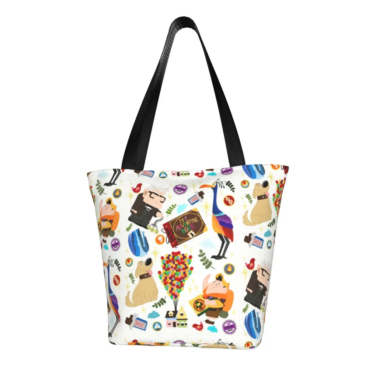 

Custom Dug Kevin Carl Russel Balloons Grape Soda Pixar Pier Shopping Canvas Bag Women Durable Grocery Shopper Tote Bags