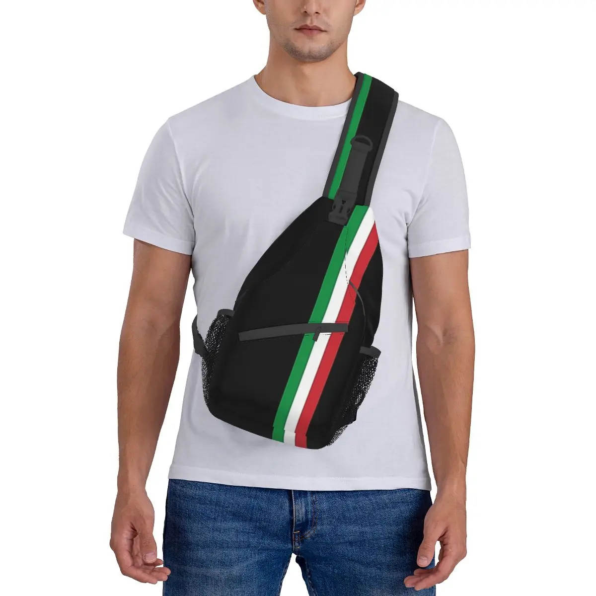 Bolso de hombro Unisex con bandera italiana minimalista, bolsa cruzada al pecho con bolsillos, paquete de viaje, bandolera deportiva para adolescentes