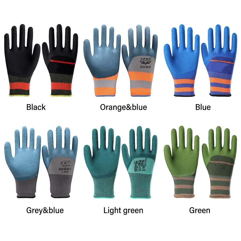 Rubber Coating Work Gloves 13 Needles Stretchable Elastic Breathable Knitting Dipped Gloves Durable Mechanical Repair Mittens