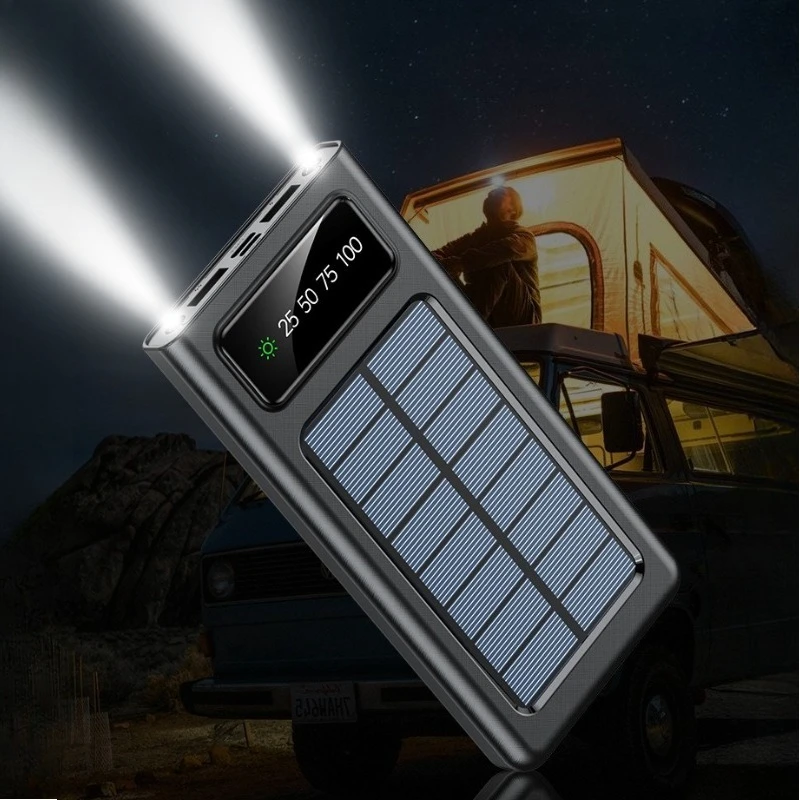 باور بانك 30000/50000 مللي أمبير في الساعة بنك الطاقة الشمسية LED ضوء سعة كبيرة بطارية شحن سريع مع 4 كابلات بنك طاقة خارجي #6