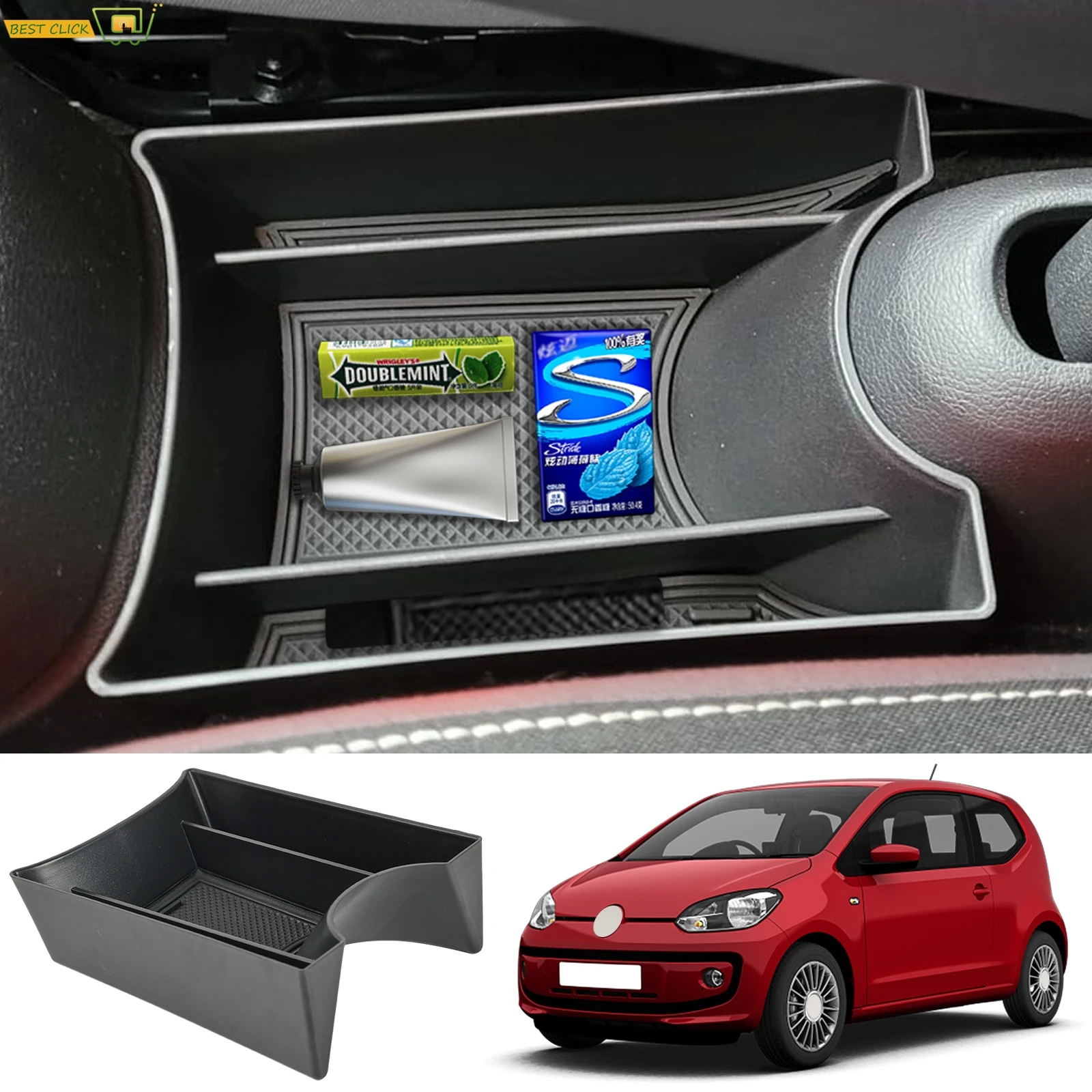 Organizador de Caixa de Armazenamento para Console Central VW UP GTI E-UP Seat Mii Skoda Citigo, Ajuste Universal