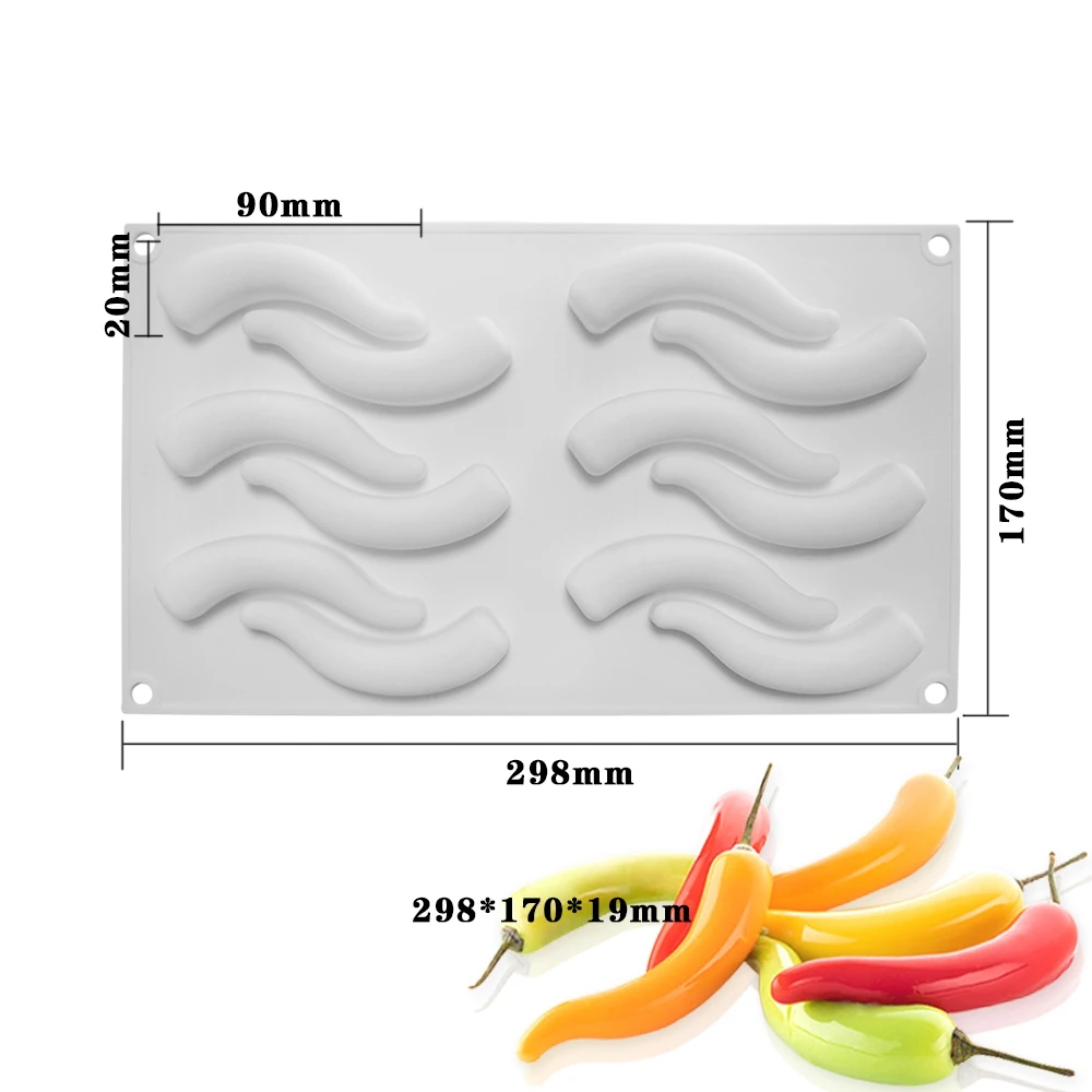 12-szczelinowa silikonowa forma silikonowa kształt pieprzu silikonowa foremki do pieczenia owocowa do wyrobu czekolady, ciasta, galaretki, musu