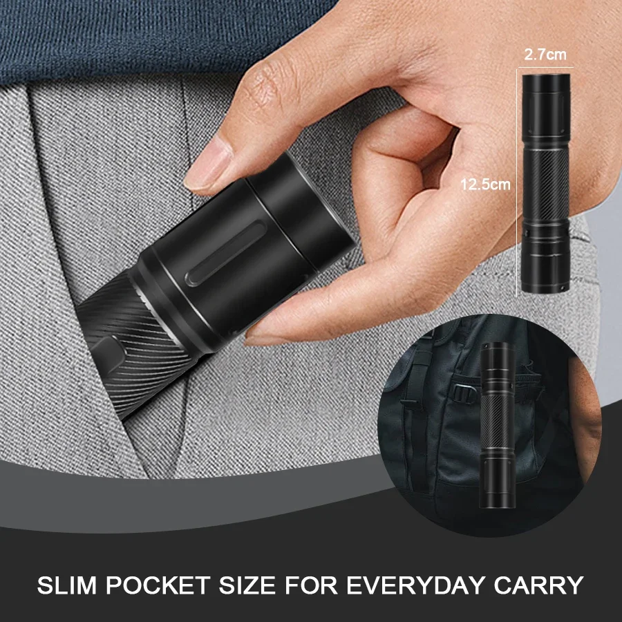 1200LM อลูมิเนียมอัลลอยด์ไฟฉาย Ultra Bright Long Range ยุทธวิธีไฟฉายพร้อมคลิปปากกา,21700 แบตเตอรี่โคมไฟฉุกเฉินกลางแจ้ง