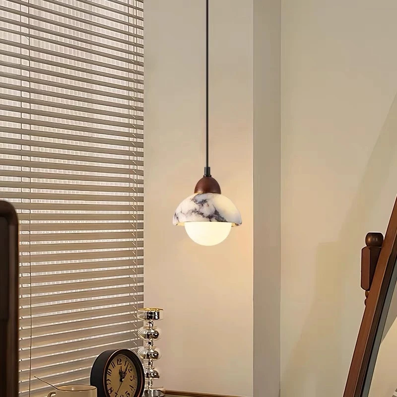 Lampu samping tempat tidur minimalis Italia kelas atas minimalis Nordic lampu gantung bermotif marmer