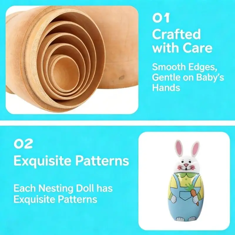 QX2E Pack Of 5 Handmade Wooden Seasonal Animal Dolls For Home Display