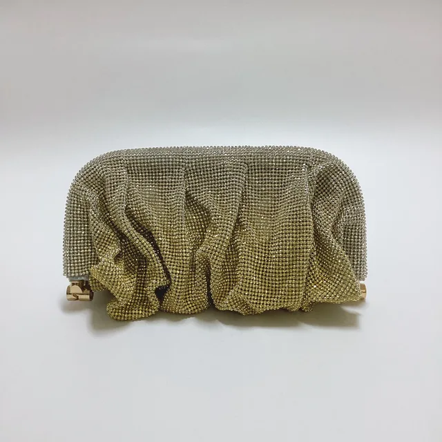 Luksusowa torebka z gradientem marszczona kopertówka dla kobiet z błyszczącymi diamentami torba na ramię Crossbody kopertówka na przyjęcie wieczorowe z brokatem