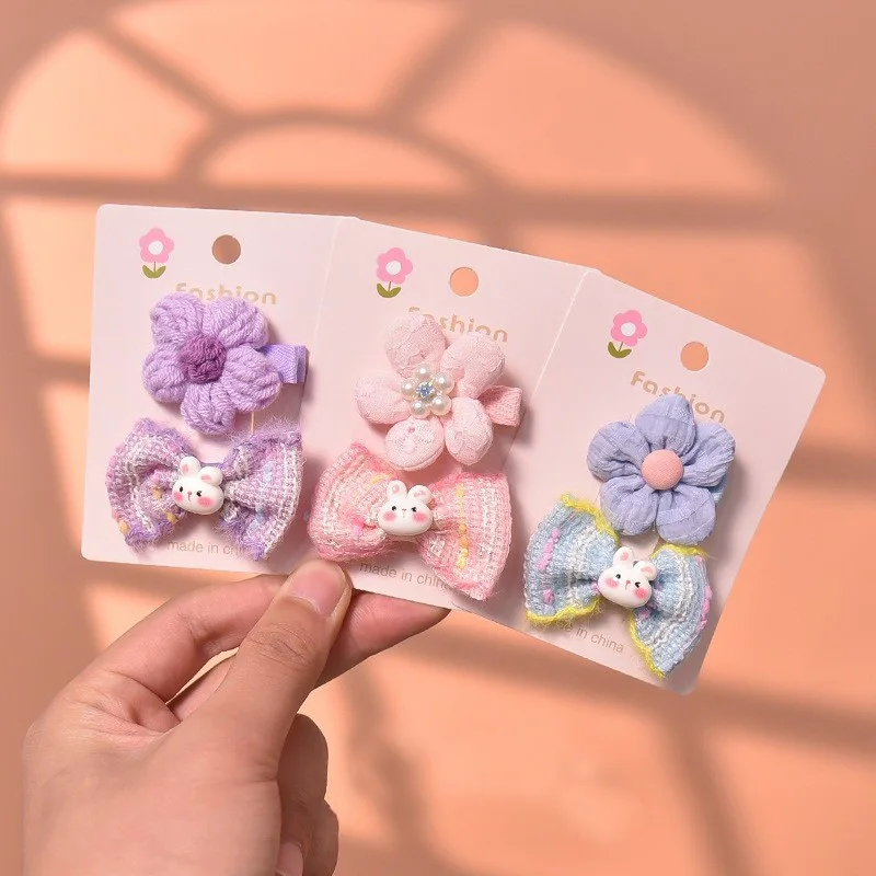 30-sets-lot-60-pcs-sweet-bunny-ribbon-bow-hair-clips-cute-flower-hairpins-children-girls-hair-accessoires